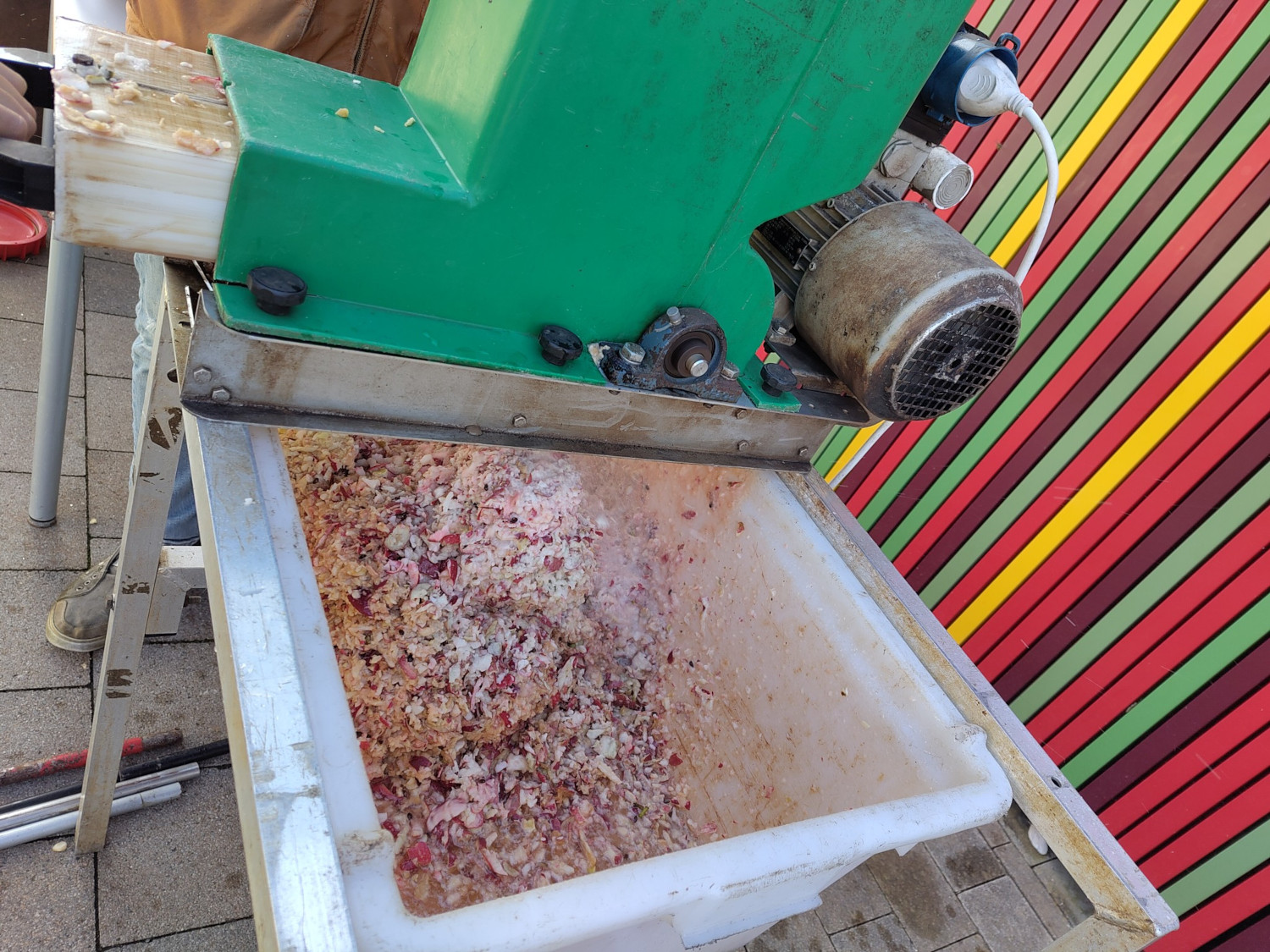 Aus diesen Apfelschnitzeln wird der Saft gepresst